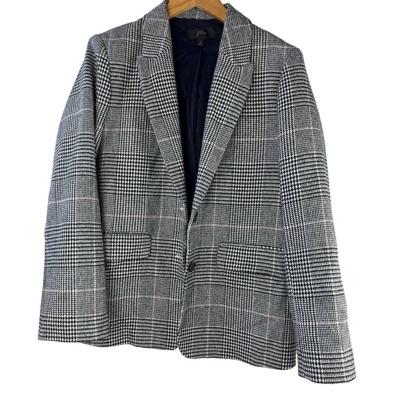 J. Crew Boyfriend Blazer Jacket Plaid Wool Blend J5658 Women's Size 14 - Picture 2 of 6
